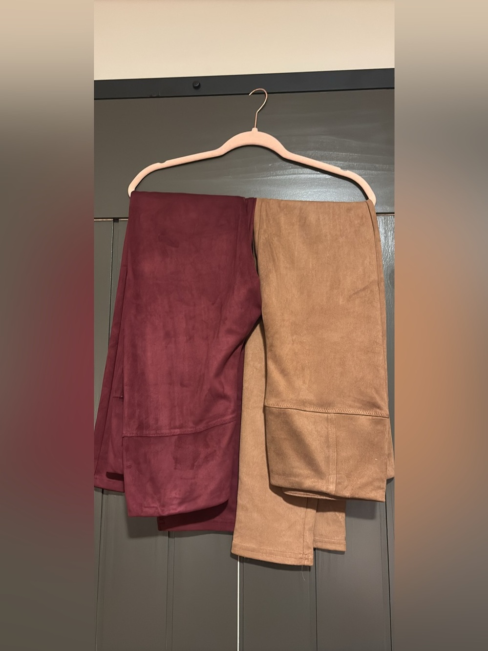 rue21 Colorblock Suede-look Leggings in Burgundy and Camel